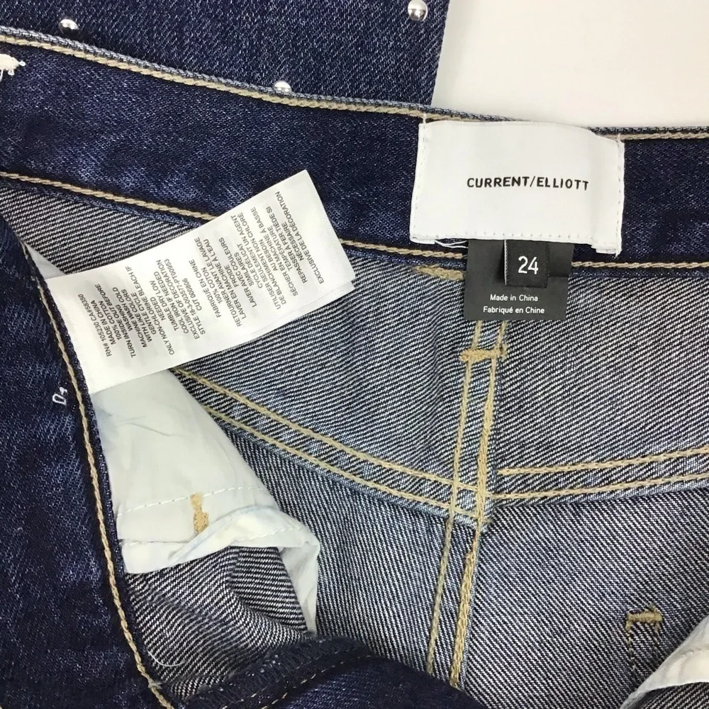 NWT Current / Elliott Vintage Crop Slim Studded Jean | 24